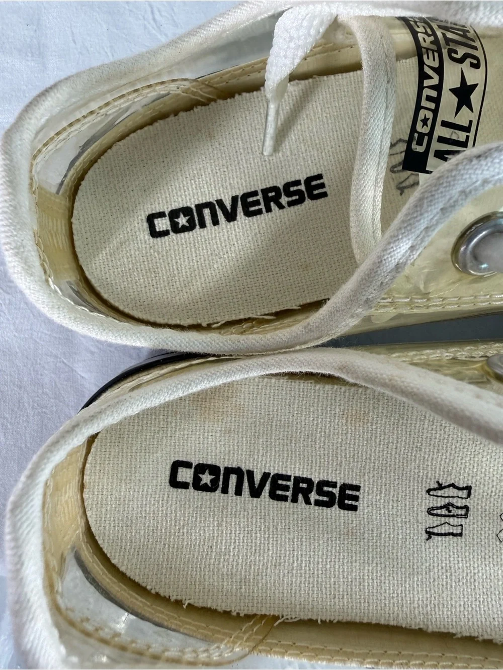Converse Chuck Taylor All Star Clear See Through Vinyl Sneakers Shoes Size 1